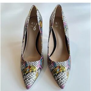 Mix No.6 Danyah Multicolor Snake Print Pointy Toe Heels (N1)